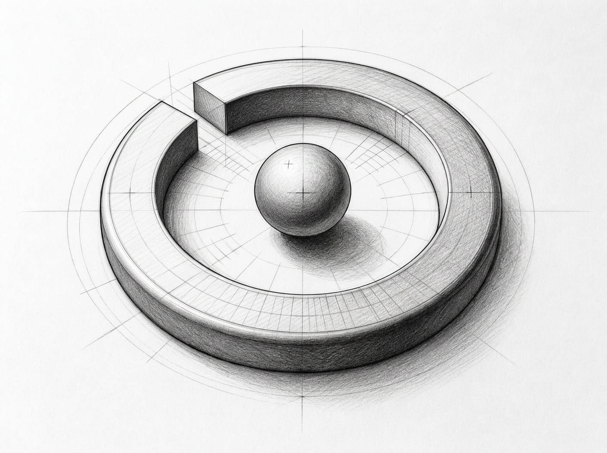 Stage 00 — Pencil study: ONSO mark 3D study